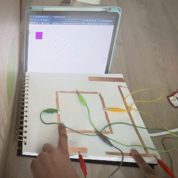 Here I am showing all the buttons together in my final iteration of the colouring mixing code with cyan, yellow, magenta, black, and white buttons. 